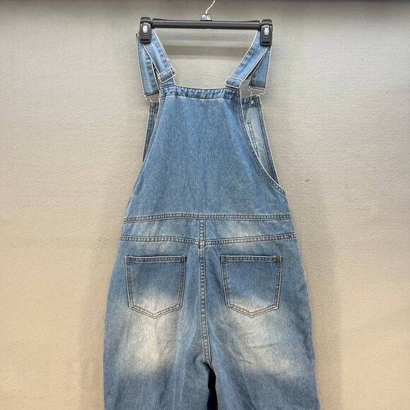 Misslook Bib Overalls Women's Size M Blue Distressed Adjustable Western Normcore - Picture 5 of 16